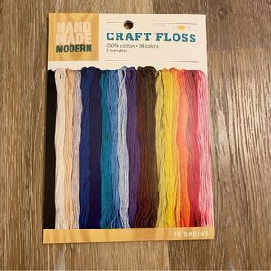 Handmade Modern Craft Floss colorful thread 100% cotton 18 colors, 3 needles